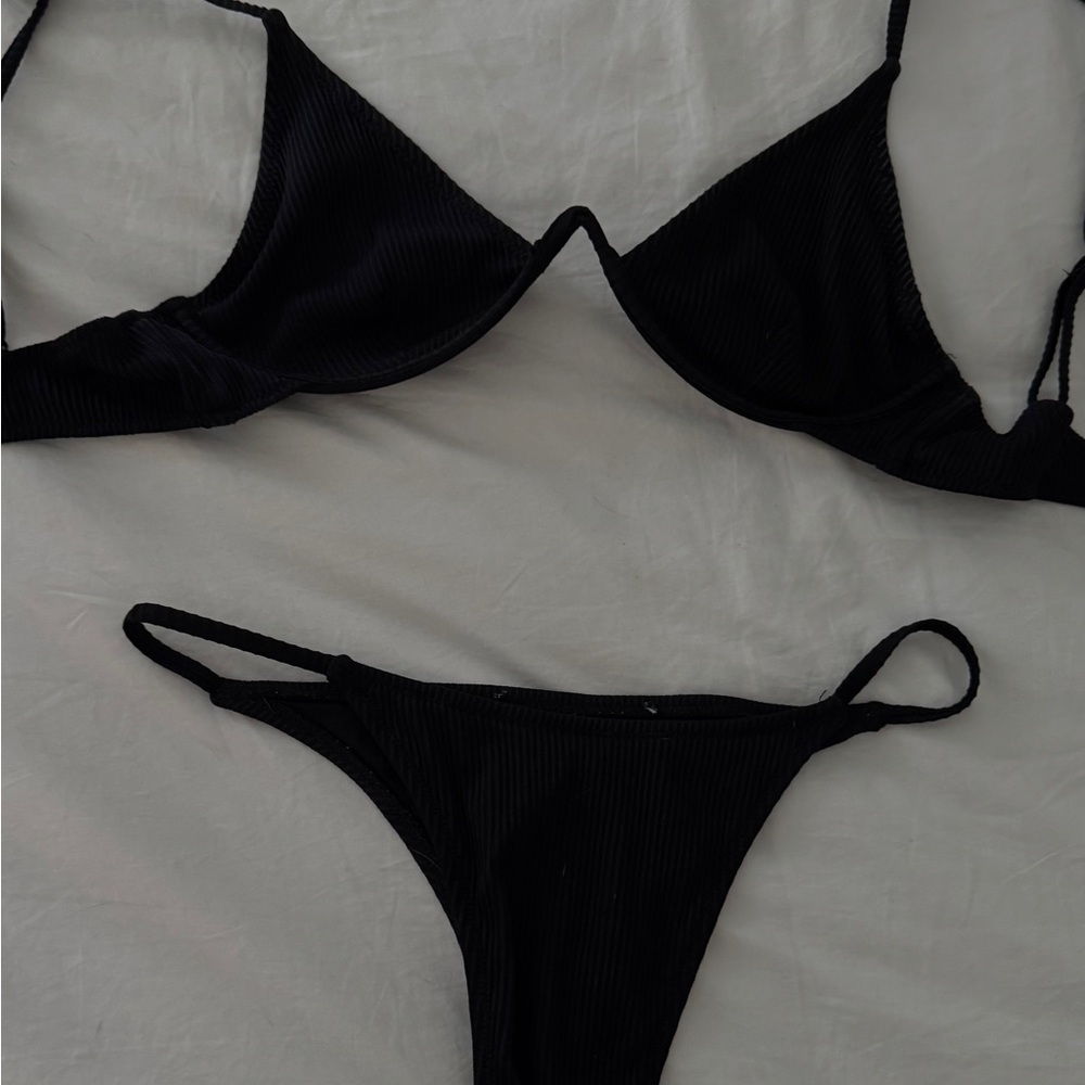 Mango Black Ribbed Bikini Set - Picture 2 of 3